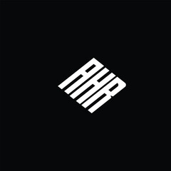 AHR letter logo design on black background.