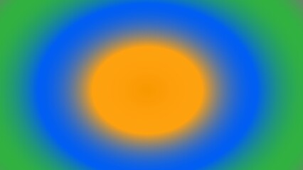 Concentric circles of vibrant orange, blue, and green gradients create a mesmerizing, almost hypnotic effect