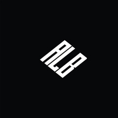 ALB letter logo design on black background.