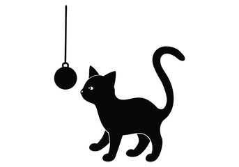 Kitten Batting At Dangling Toy Silhouette