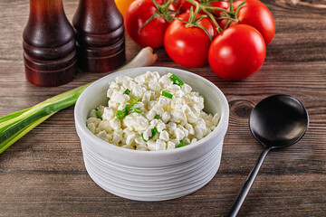 Cottage cheese with green onion