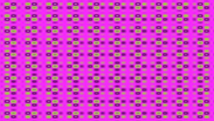Vibrant repeating geometric pattern with lime and purple squares on fuchsia background