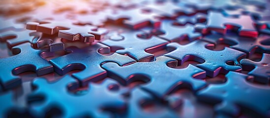 Close-up of blue puzzle pieces