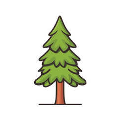 Cartoon Style Pine Tree Vector Illustration For Childrens Books And Festive Holiday Designs