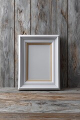 White Frame Against Rustic Wood: A Simple, Elegant Still Life