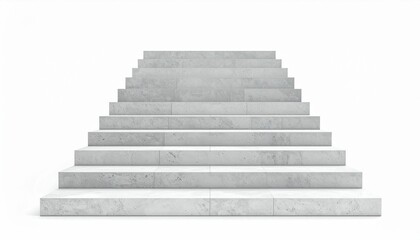 Concrete stairs on an isolated white background. Minimalistic design with a contemporary look. Concept of modern architecture. 