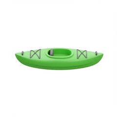 Green Kayak on White Background