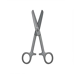 Grey Metal Scissors on White Background
