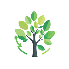 Obraz premium Sustainable Green Tree Icon With Recycling Arrow Symbol For Environmental And Ecological Concepts