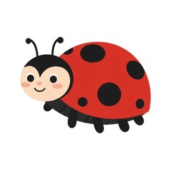 Obraz premium Cute Cartoon Ladybug Illustration Red Spots White Background