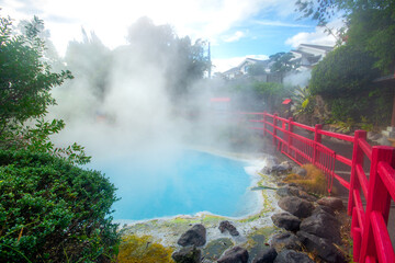 Hells of Beppu, or Beppu no jigoku, place of scenic beauty in the onsen town of Beppu, all of the...