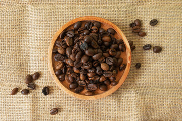 coffee beans on burlap