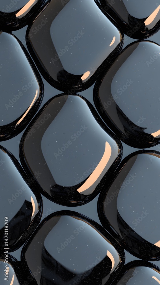 Poster dark glossy sphere geometry mirrored loop pattern