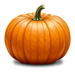 Ripe Orange Pumpkin on White Background