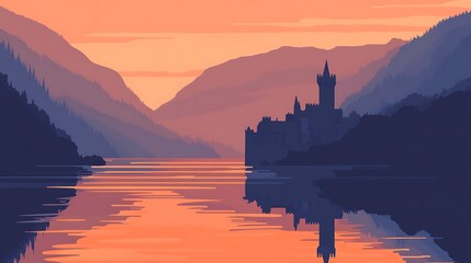 Sunset Castle Lake Mountainscape.