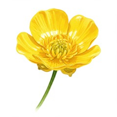 Vibrant Yellow Buttercup Flower Botanical Illustration