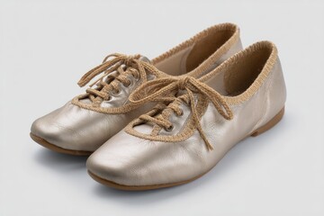 Elegant Metallic Gold Lace-Up Shoes: Minimalist Style