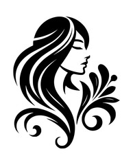 beauty salon woman hair logo icon black color vector white background