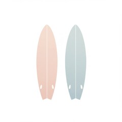 Fototapeta premium Pastel Pink and Blue Surfboards on White Background