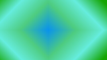 Abstract gradient artwork featuring a central blue diamond shape within a green and light green diamond frame