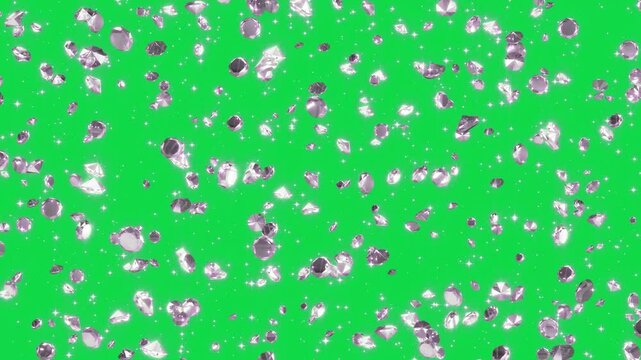 diamond gemstones and glitter stars pattern jewllery green background animation, fashion and beauty cosmetics isolated motion design element