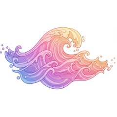 Fototapeta premium Pastel Gradient Ocean Wave Illustration