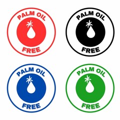 set of palm oil free stamp, label, stamp tag, icon for advertising, marketing and promotion, stamp for packaging bag, box.