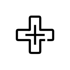 Obraz premium medical cross icon illustration in line art style 