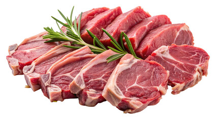 Fresh raw lamb chops with rosemary sprigs against a black background