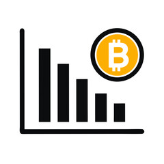 Bitcoin Statistics with Bar Graph Icon Representing Cryptocurrency Data and Market Analytics