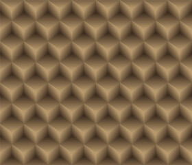 Fototapeta premium Brown geometrical cubes seamless pattern