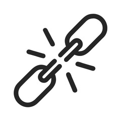 Fototapeta premium Broken Chain Icon Representing Disconnection and Link Failure