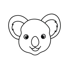 Simple outline illustration of a friendly cartoon koala bear face isolated on white background