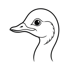 Simple black and white illustration of a goose head profile isolated on white background