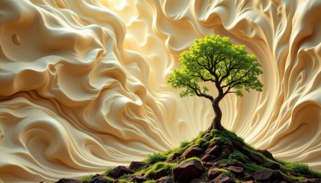 imagine a mesmerizing digital abstract fractal background, intricately created by a puter algorithm, swirling and pulsating with vibrant warm ivory tones