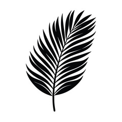 Obraz premium Simple black palm leaf illustration on white background suitable for minimalist design and decoration purposes