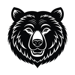 Intricate black and white illustration of a grizzly bear head featuring detailed fur and features