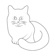 A cute black feline vector illustration depicts a domestic cat silhouette