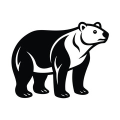 Stylized black and white bear illustration depicting a standing mammal animal design for various applications