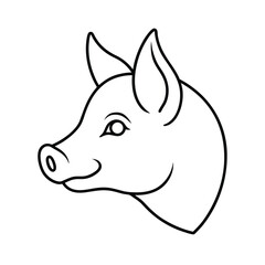Outline drawing of a pig's head simple design representing farm animal silhouette and swine icon