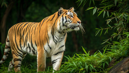 magnificent siberian tiger standing strong and proud