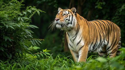 magnificent siberian tiger standing strong and proud
