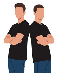 Fototapeta premium Two Males Turning Their Backs on Each Other in a Reflective Moment of Disconnection