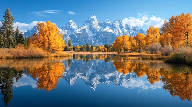 Autumn Reflections with Grand Tetons.