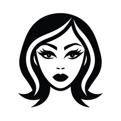 Stylish black and white vector illustration of a woman's face depicting beauty and elegance