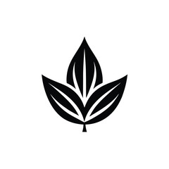 Minimalist black and white leaf design illustrating nature or environmental themes with elegant simplicity