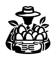 Fruit Vendor Mango Seller Icon Black Vector Illustration