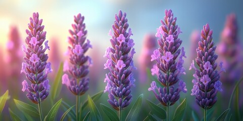 Naklejka premium Lavender Field at Sunrise
