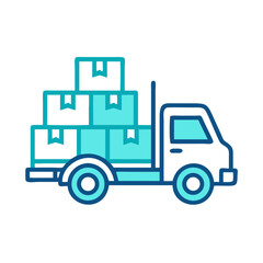 Naklejka premium Delivery Truck with Packages Icon Representing Logistics and Shipping Services