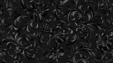 Dark, intricate floral design pattern.